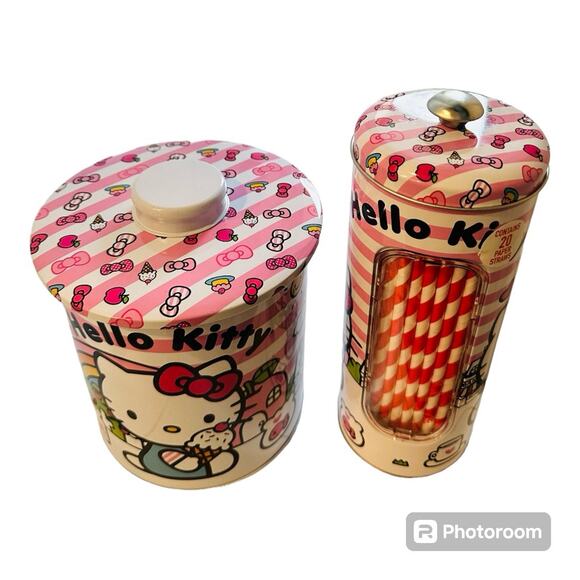 New Hello Kitty Snack and Straw Canisters - Picture 1 of 3